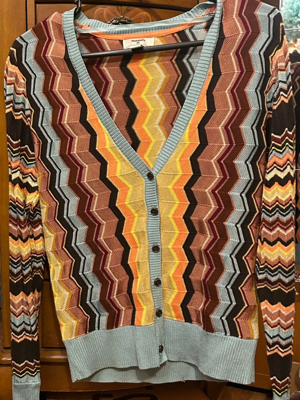 Missoni For Target Women’s Zig Zag Print V-Neck Multicolor Cardigan Size Small